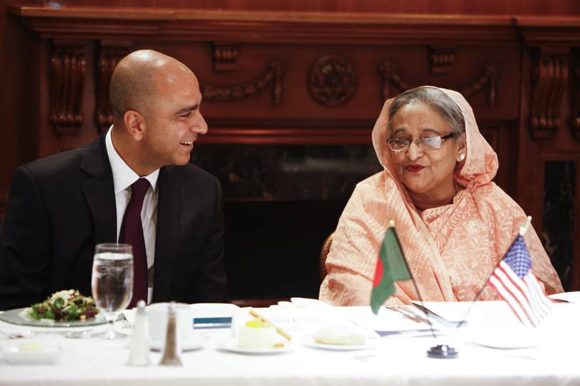 Samish Kumar, CEO of Transpay, with PM Sheikh Hasina