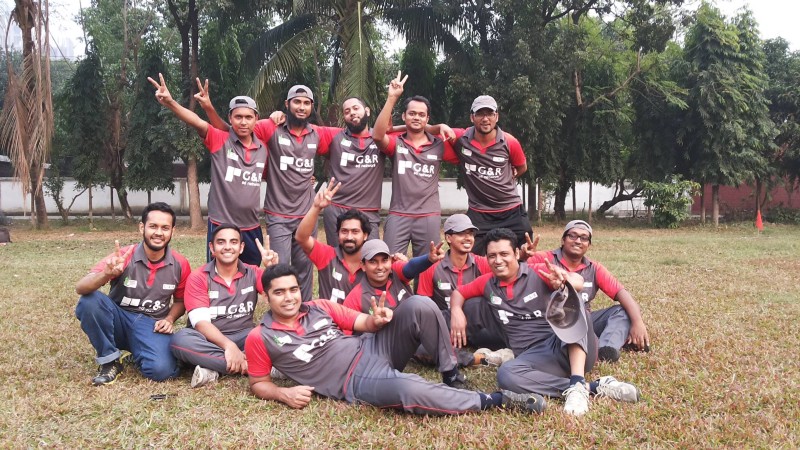 The G&R team after winning a cricket match.